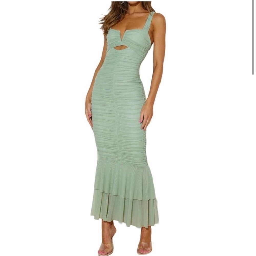 Hello Molly Party Pal Midi Dress in Pistachio
